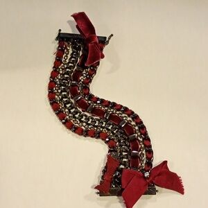 Juicy Couture Burgundy and Gunmetal Chain Bracelet